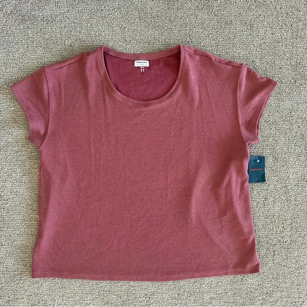 NWT Tommy John Waffle Lounge Tee T Shirt Deco Rose XXL